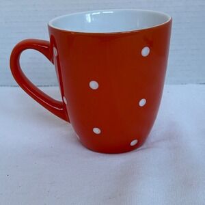 Bruntman Orange Polka Dot Coffee Mug Cup White Interior